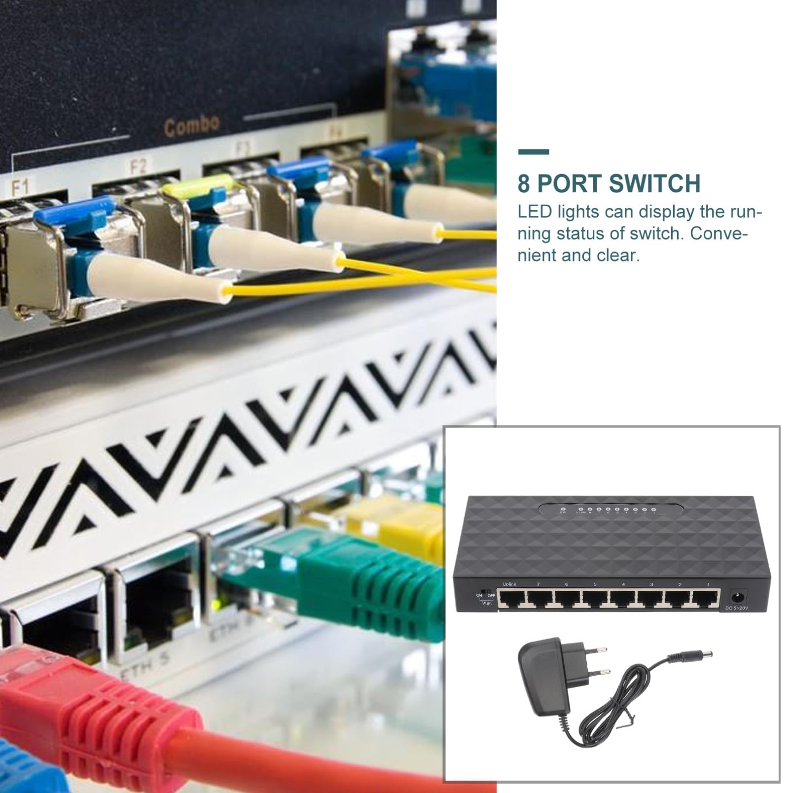 Uonlytech 1pezzi Splitter di Rete Ethernet Porte Adattatore LAN da Mbps per Desktop Splitter di Rete Compatibile con Dispositivi Mbps