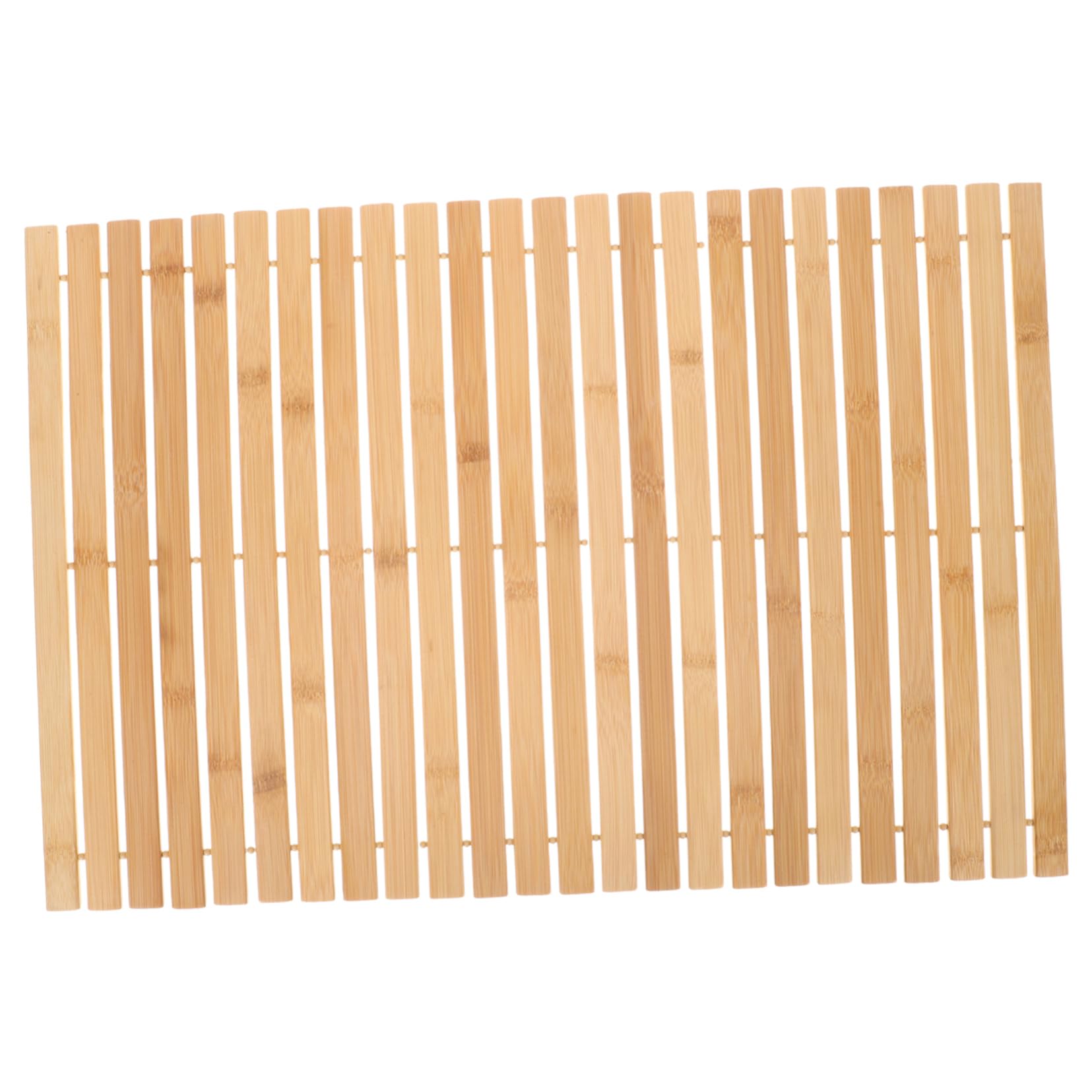 Alipis Tapis de Bain en Bambou Marron Antidérapant pour Chambre