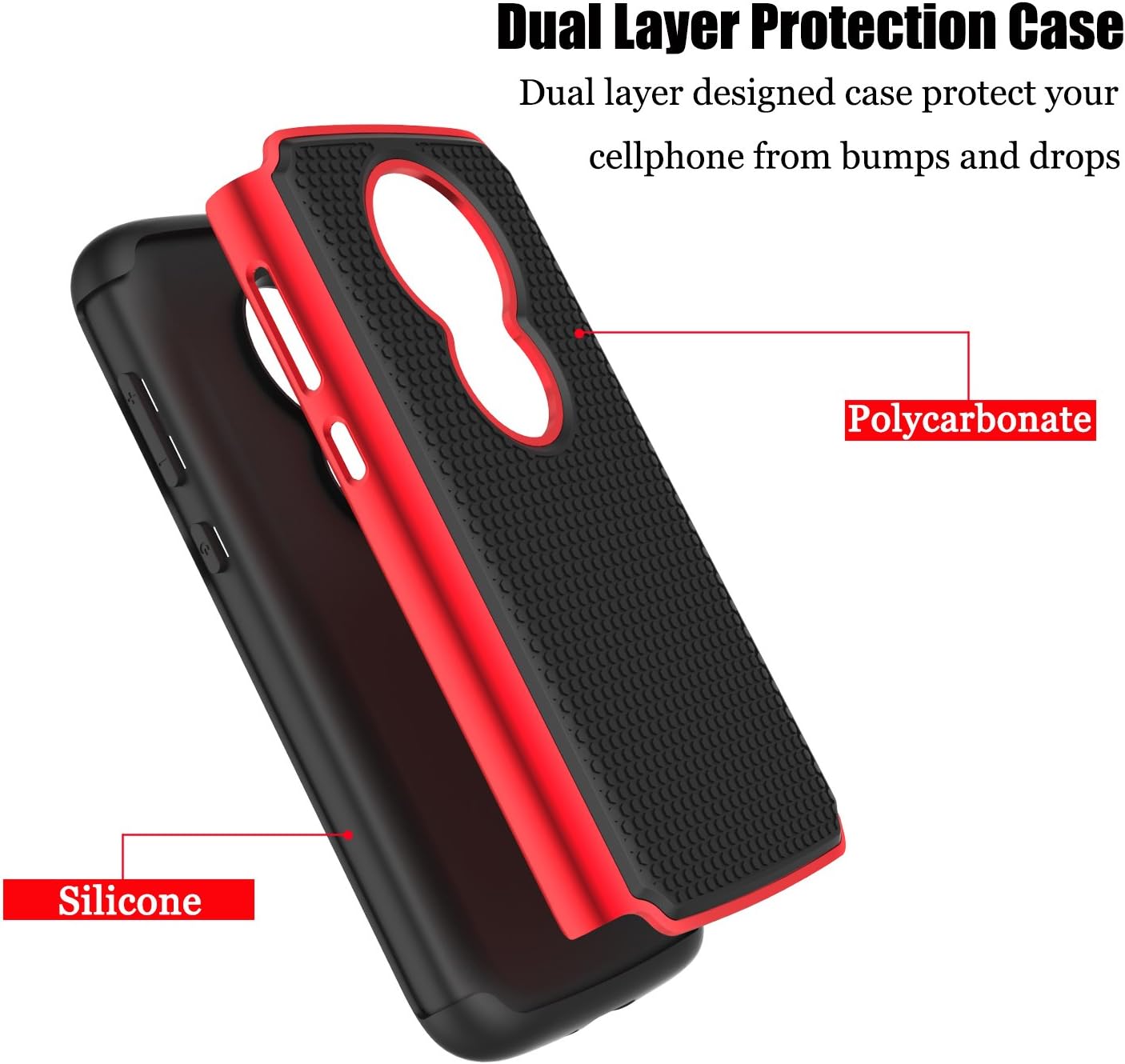 Venoro Moto E5 Play Case, Moto E5 Cruise Case, Slim Hybrid Dual Layer Armor Anti Scratch Shockproof Rugged Phone Protection Case Cover for Motorola Moto E5 Play/Moto E5 Cruise (Red/Black)