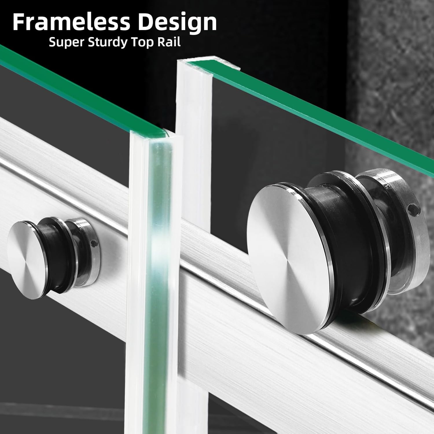 TROPOW 56-60" W x 75" H Sliding Shower Door, Frameless Glass Shower Door with 5/16" (8mm) Clear Tempered Glass, Explosion-Proof Film, Pull Handle, Stainless Steel Hardware, Brush Sliver Finished
