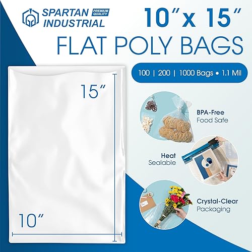 Miniatura 2 de Spartan Industrial - 10 x 15 pulgadas (1000 unidades) Bolsas de polietileno de plástico transparente de extremo abierto y plano de 0.043 in. - Para