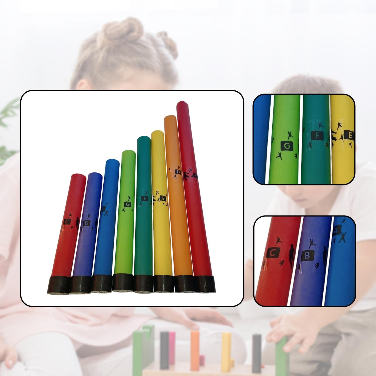 Harilla 8 tubos de percusión afinados de 8 x, juguetes musicales para niños, coloridos, notas, juego interactivo, tubos de música preescolares con tapa