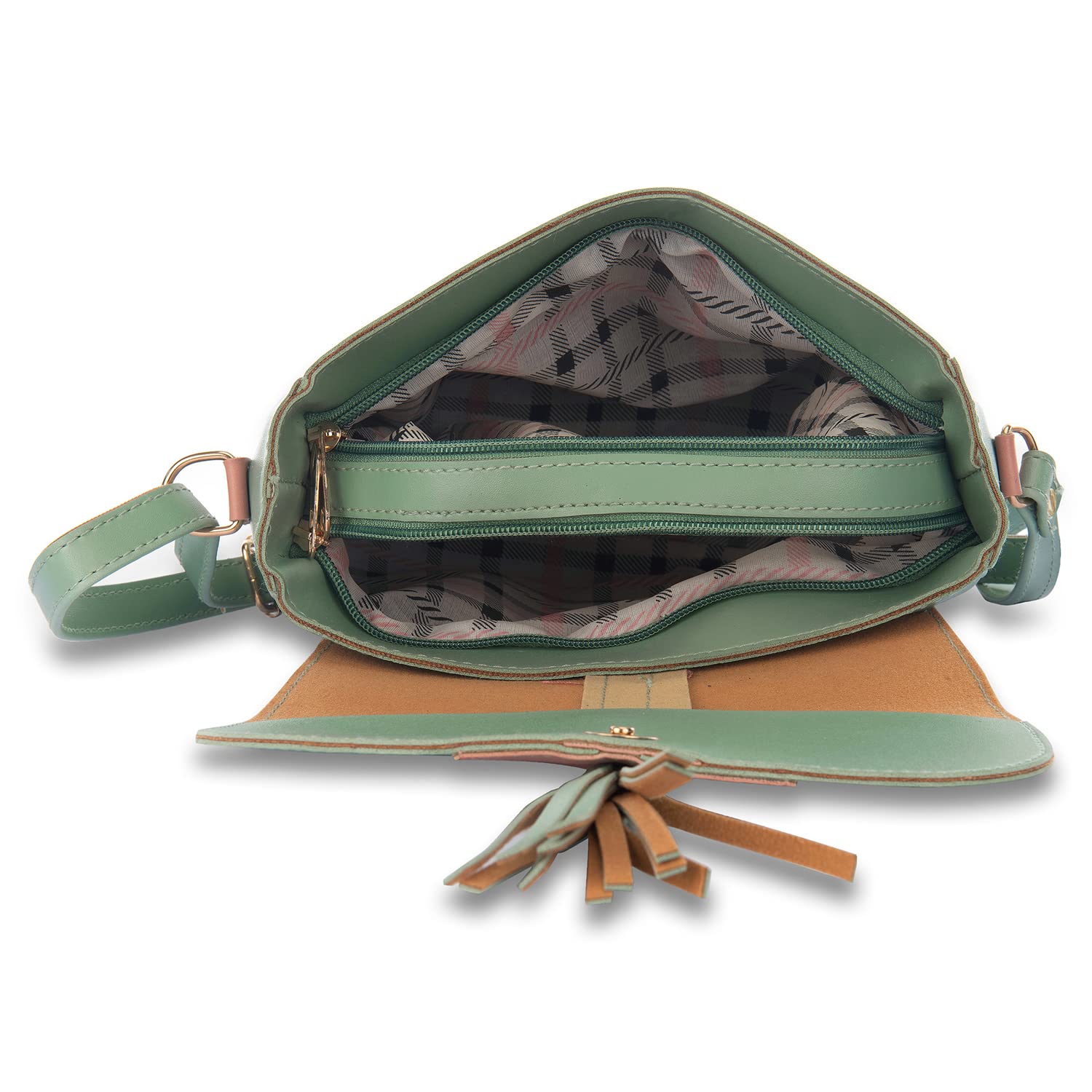 SHAMRIZ Women Sling Bag With Adjustable strap | handbag | purse |Side Sling bag | Tassel Sling Bag (Sea-Green) 1