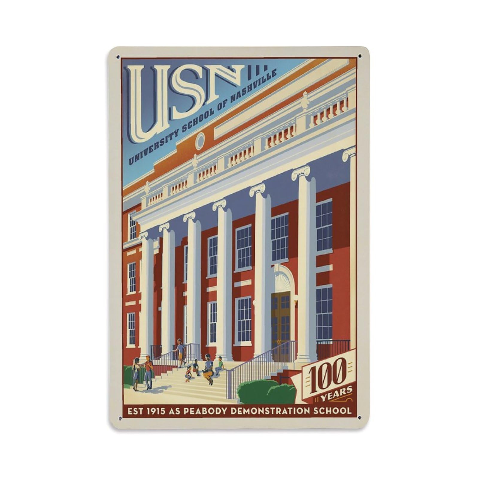 Vintage Poster University School of Nashville Metal Tin Sign Wall Decor for Cafe, Club, Garden Metal Poster 8x12Inch