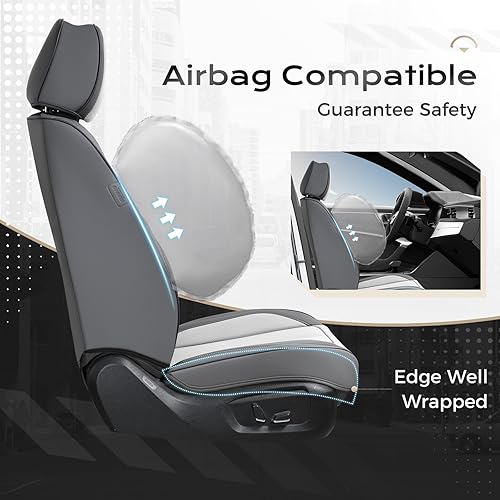 Miniatura 122 de Coverado - Fundas para asientos delanteros de automóvil, 2 piezas - Cojín de piel Nappa, protectores impermeables de ajuste universal para sedanes