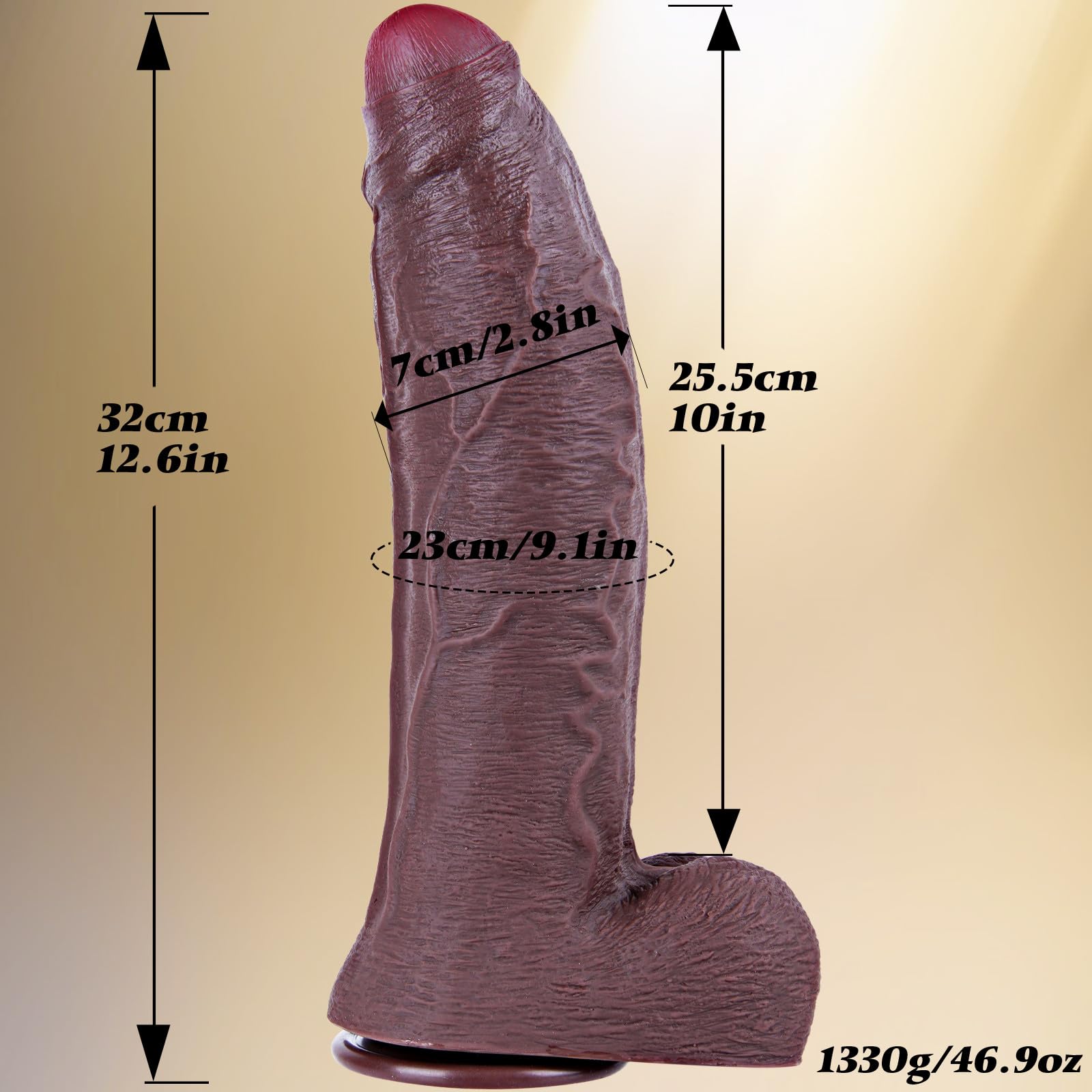 Consolador gigante realista sin prepucio de 32 cm, consolador negro con ventosa de 7 cm de ancho, pene anal extragrande con prepucio curvo XXXL para hombres y mujeres con experiencia