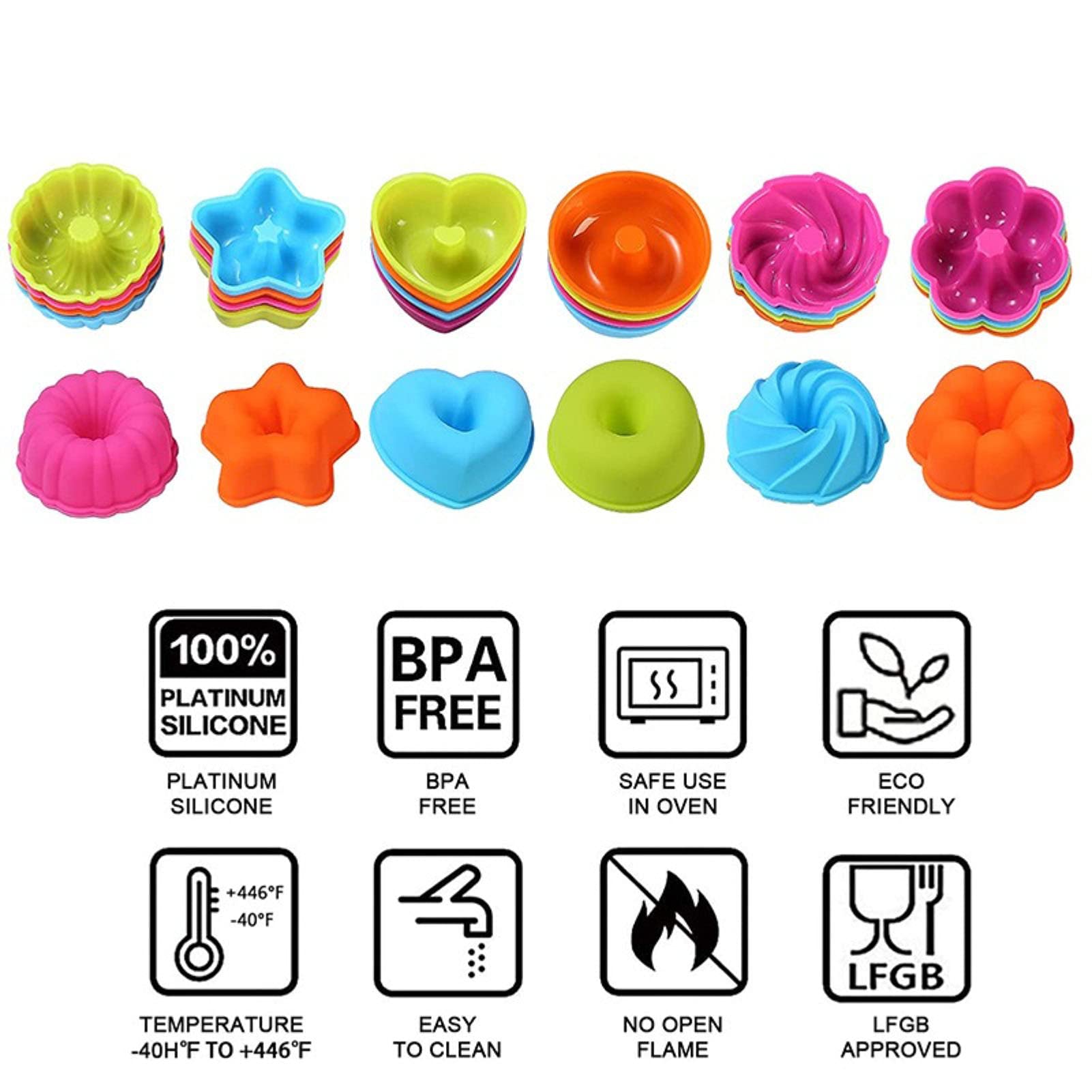 Molde reutilizable de silicona para magdalenas (48)