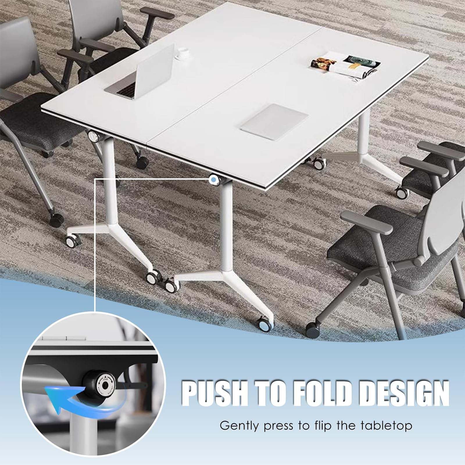 Klappbarer Konferenztisch, moderner mobiler Besprechungstisch mit geräuschlosen Rollen, für Büro, Empfang, Klassenzimmer und Schulung, Zwei Stück, 120 x 60 x 75 cm