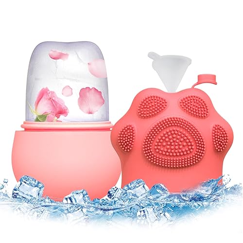 SUNGOLEO Molde de hielo para la cara, tratamiento facial reutilizable para ojos y cuello, reduce el acné y las líneas finas, cepillo de limpieza