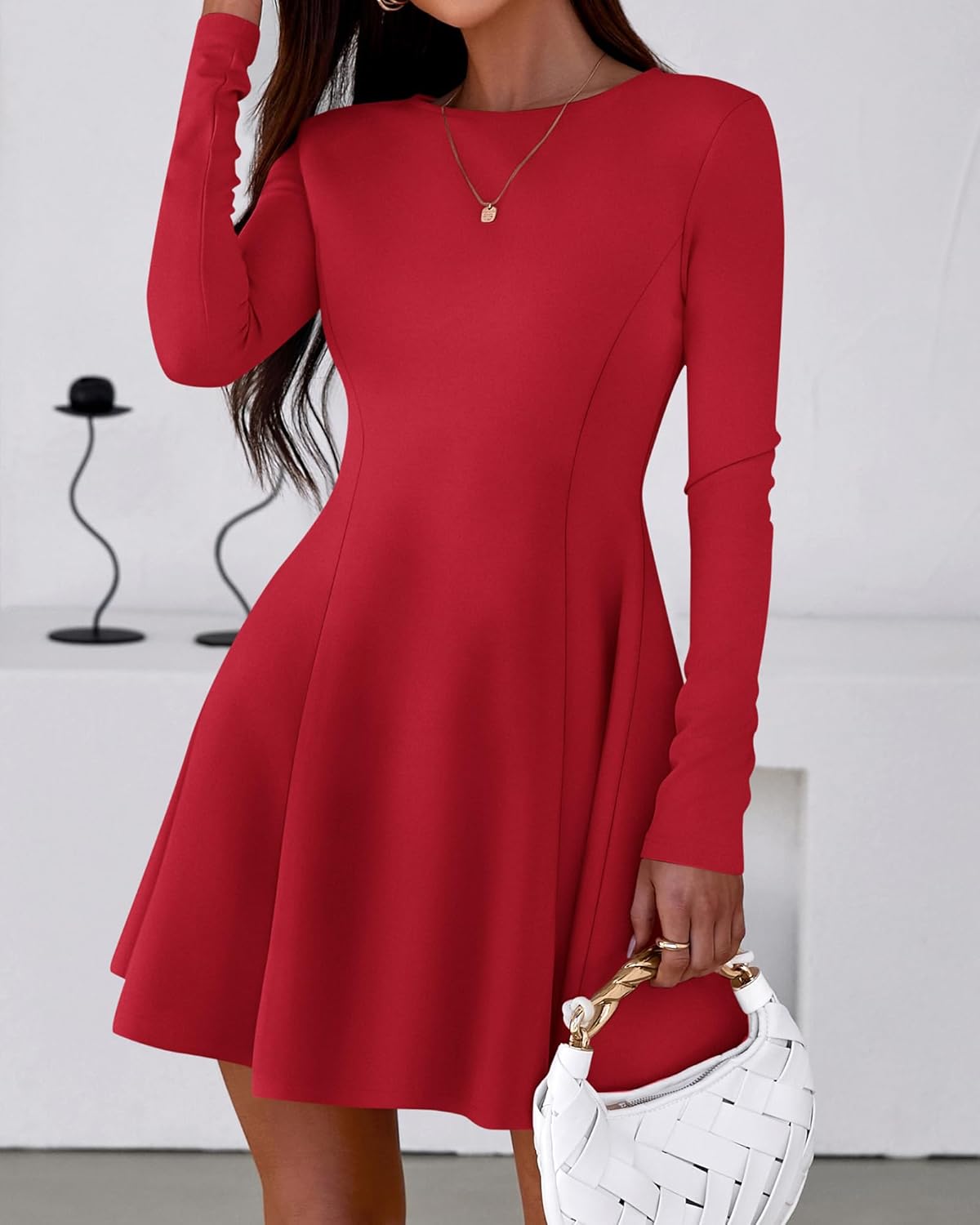 BTFBM Fall Dresses for Women 2026 Elegant Classy Flowy A Line Long Sleeve Business Homecoming Cocktail Sweater Dress - Image 5