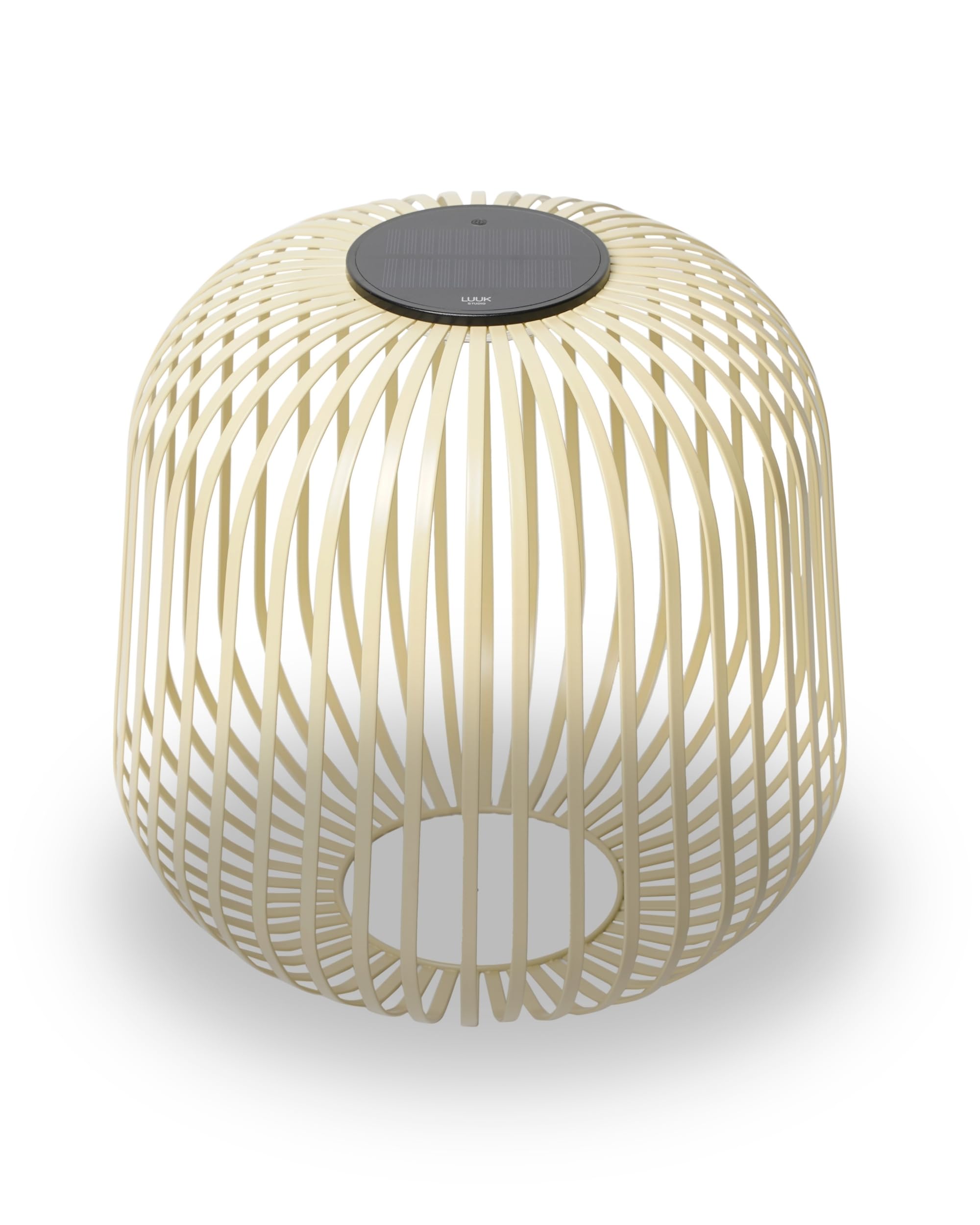 LUUK Studio Lampada solare LED portatile da esterno, illuminazione da terrazza resistente alle intemperie e lanterna decorativa, batteria ricaricabile via USB-C e pannello solare, marrone sabbia