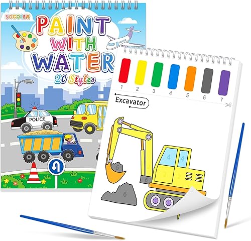 Libros de pintura con agua para colorear para niños pequeños, papel de pintura de acuarela sin desorden para niños, kit de pintura de acuarela para