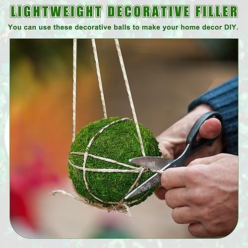 Miniatura 3 de Amyhill 38 bolas decorativas de musgo sintético para centro de mesa, globos de musgo verde artificial, bolas de musgo seco, relleno de cuenco para