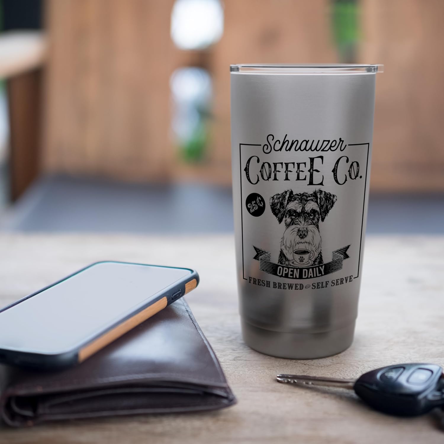 Retro Miniature Schnauzer Coffee Funny Dog Mom Coffee Lover Stainless Steel Insulated Tumbler