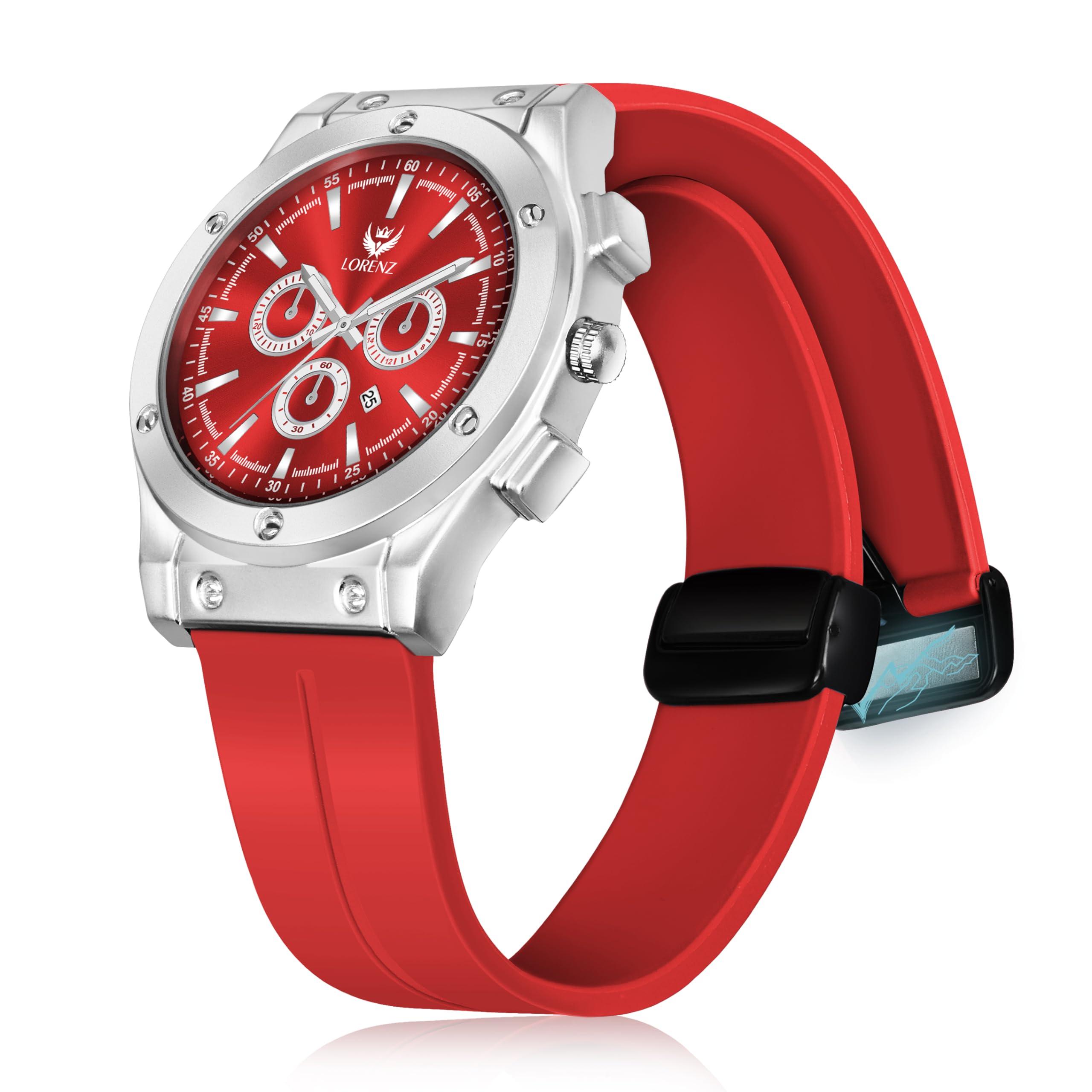 LORENZ Red Date Dial Analog Watch with Red Magnetic Lock Strap | Watch for Men | MK-4088R (B0CZ4B7MH2) Amazon Price History, Amazon Price Tracker