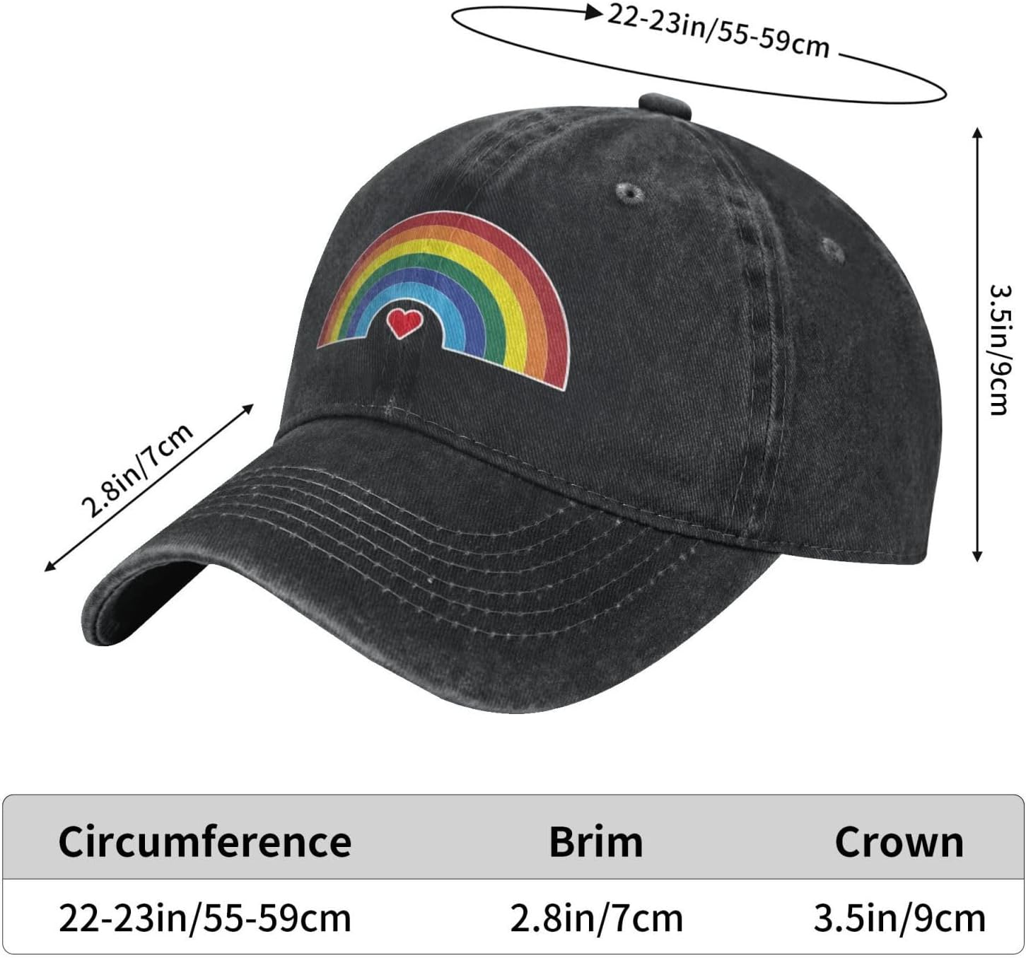 Pride Baseball Cap for Women Men LGBT Adjustable Washed Cotton Rainbow Hat Pride Accessories