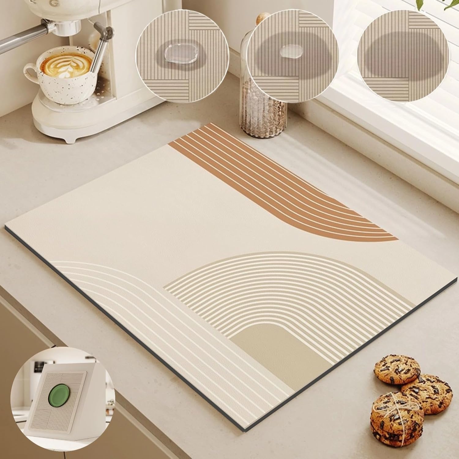 Dish Drying Mat - Absorbent Countertop Mat for Dish Rack, Coffee Maker, Expresso Machine (16''20'')