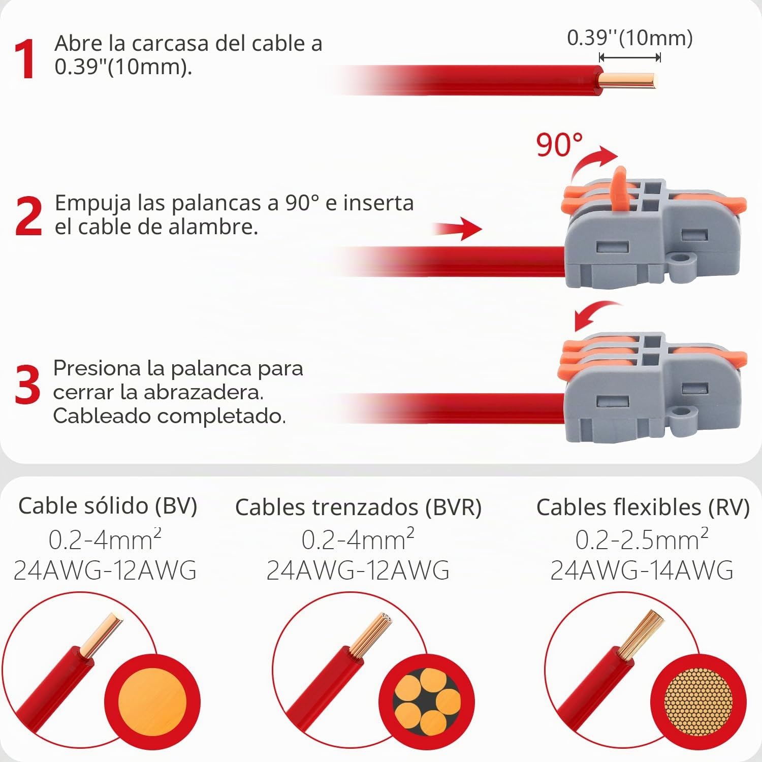 62 piezas Conectores Eléctricos, Kit de Conector de Conexión Rápida de Empalme Compacto, Pueden Combinar Terminales Libremente, Adecuado para 0,2-4mm² cables
