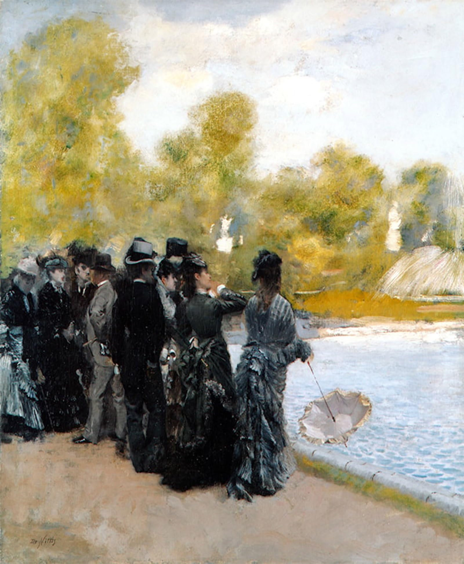 SERENDIPITP Retro Picture Poster Wall Art Pictures Painting Pond in the Luxembourg Gardens by Giuseppe De Nittis Wall Art Canvas Print for Wall Decor 60x90cm