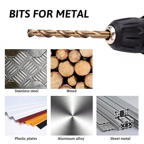 Miniatura 7 de Yougfin Juego de brocas escalonadas, 6 brocas escalonadas con revestimiento de titanio HSS, juego de brocas de cobalto, acero de alta velocidad M35,