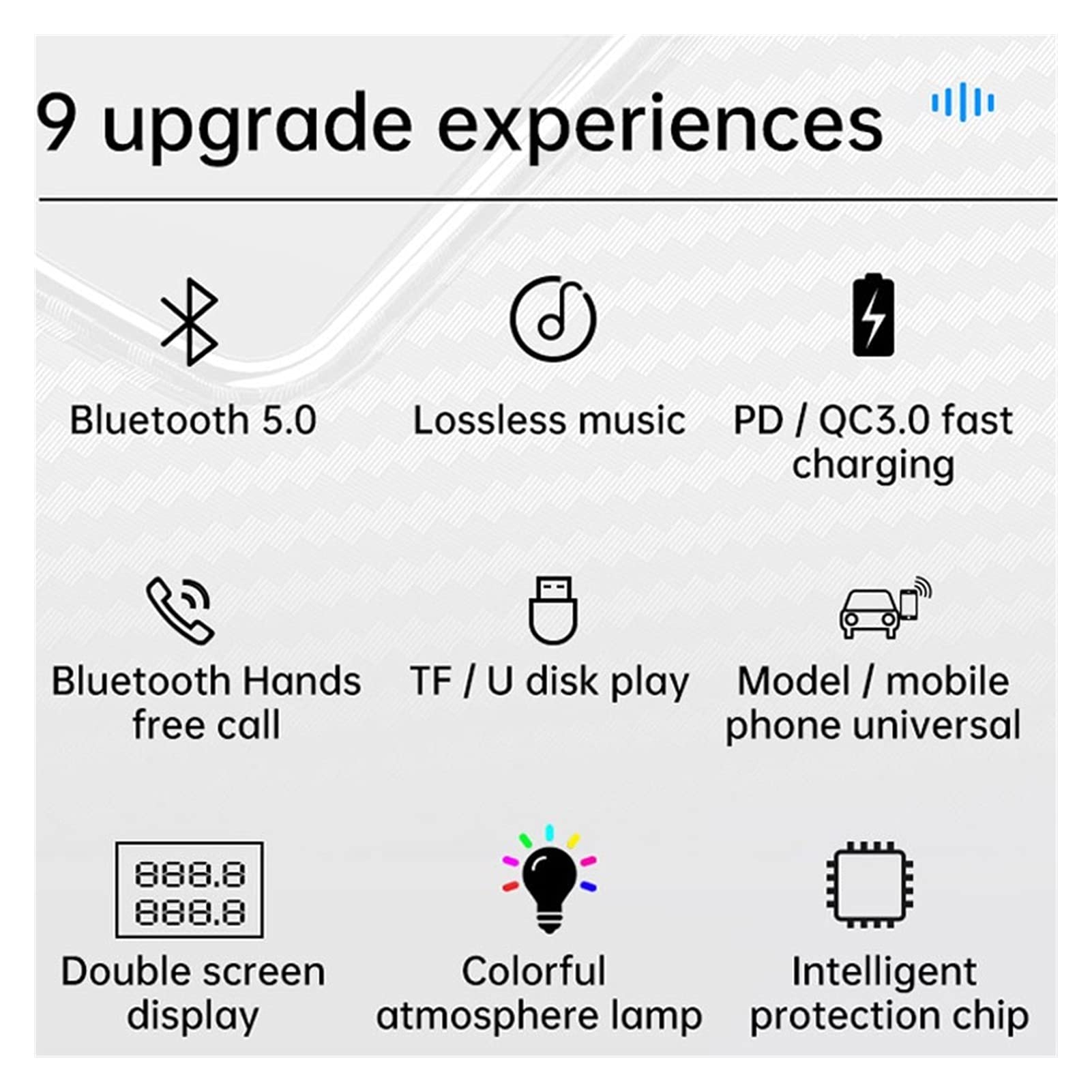 Adaptateur Audio Bluetooth FÉMININ Modulateur sans Fil émetteur MP3 Joueur BC68 Auto QC3.0 PD USB Chargeur Rapide Bluetooth Kit Mains Libres Lampe de l'atmosphère colorée