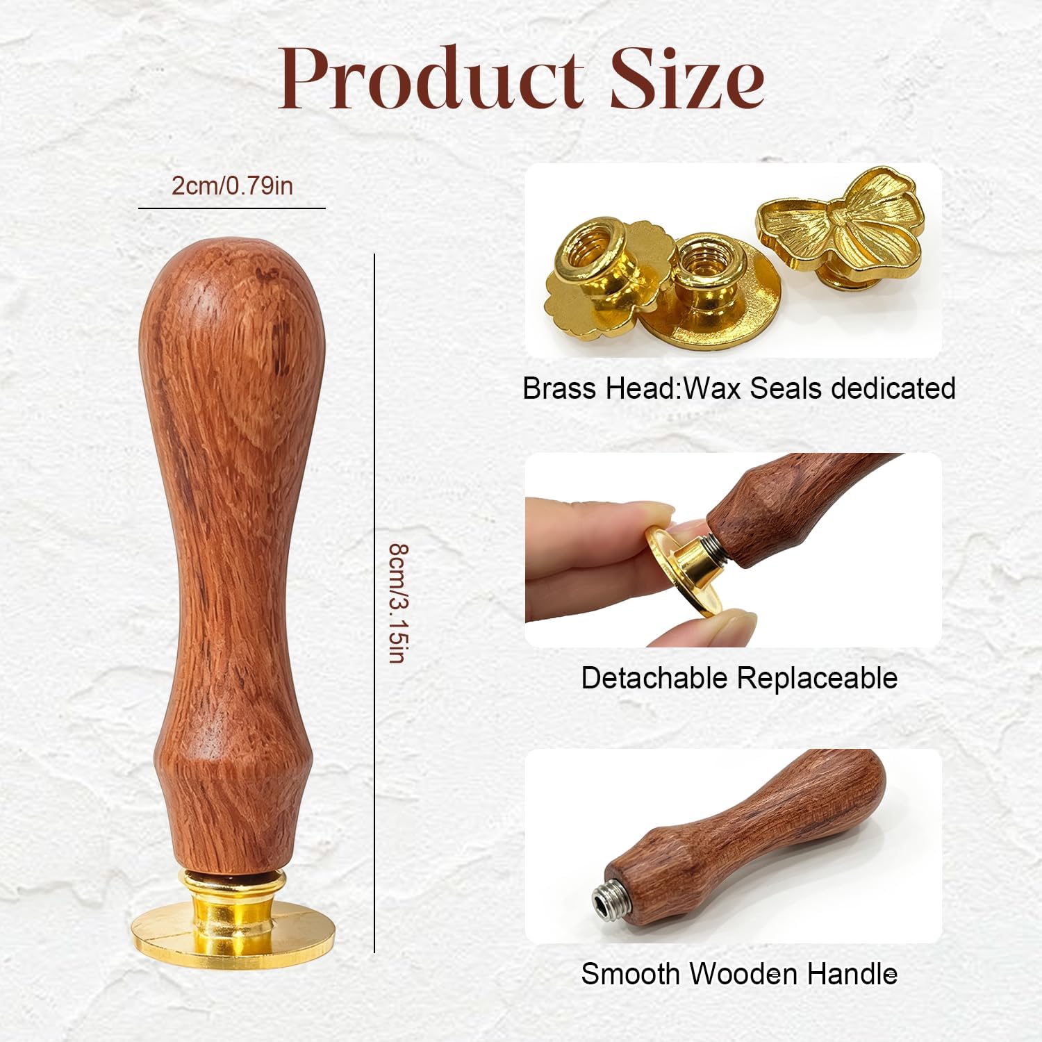 20 Pattern Wax Seal Stamp Kit, Zinc Alloy Stamp Heads with Wooden Handle, for Envelopes Letters Gift Wrapping Wedding Invitations（Gold）