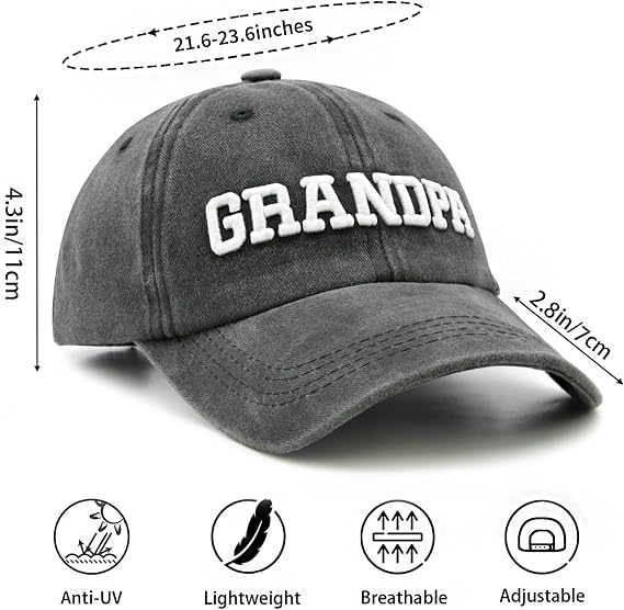 Couple Matching Baseball Cap for Grandpa Grandma Uncle Auntie, Adjustable Embroidered Hat for Men Women