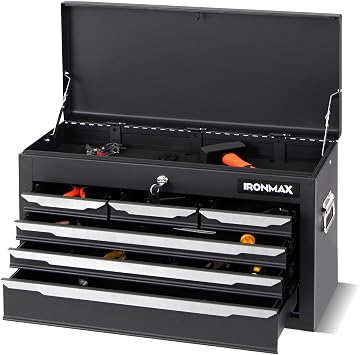 IRONMAX Portable Tool Box, 6 Drawers 24 Lockable Tool Storage Organizer Toolbox with Ball-Bearing Slides & Liner, Metal Tool Chest for Warehouse, Garage, Workshop, Household