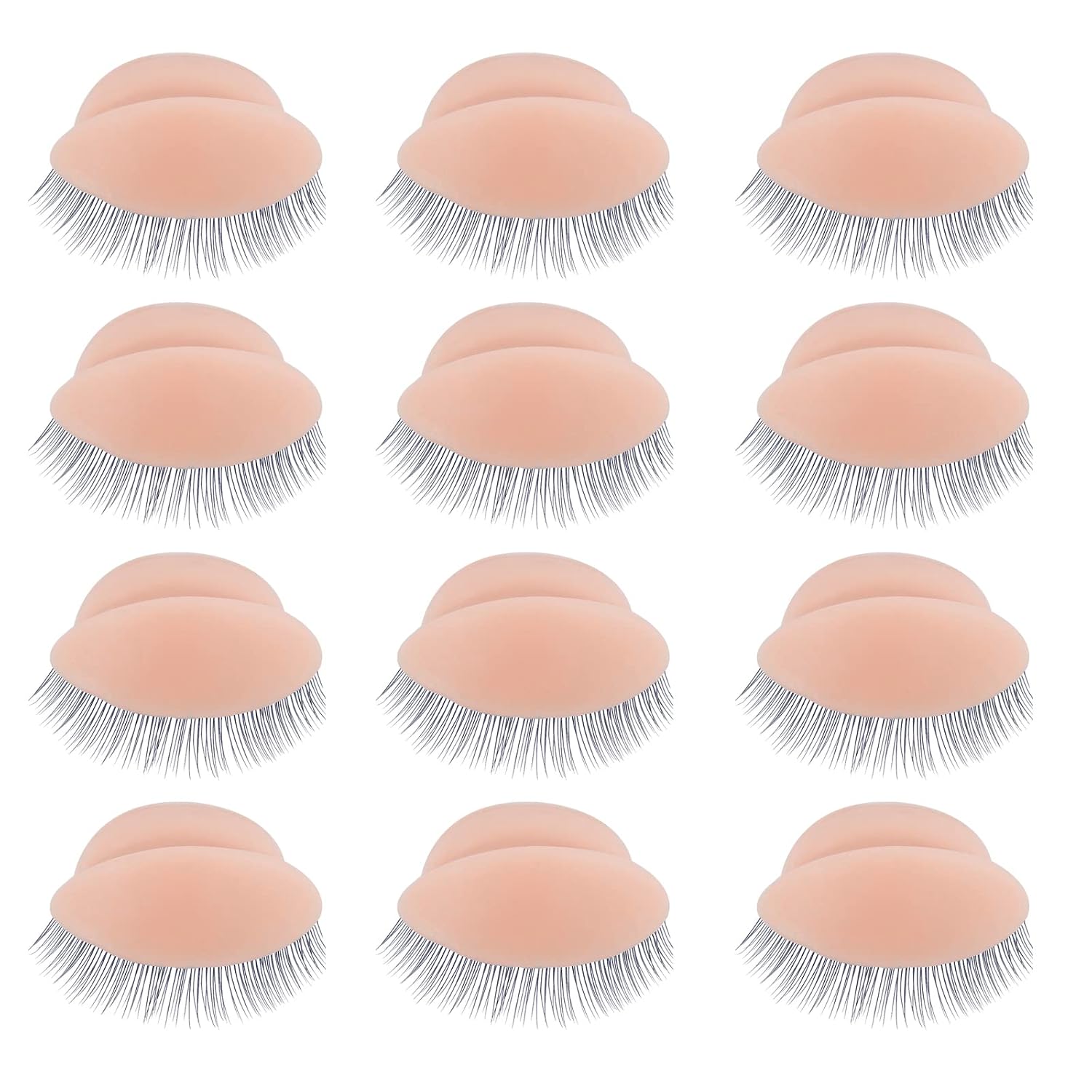 6 Pairs Replacement Eyelids for Mannequin Head - Removable Realistic With Eyelashes for Eyelash Training Practice Makeup Extensions