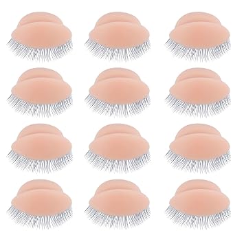 6 Pairs Replacement Eyelids for Mannequin Head - Removable Realistic With Eyelashes for Eyelash Training Practice Makeup Extensions