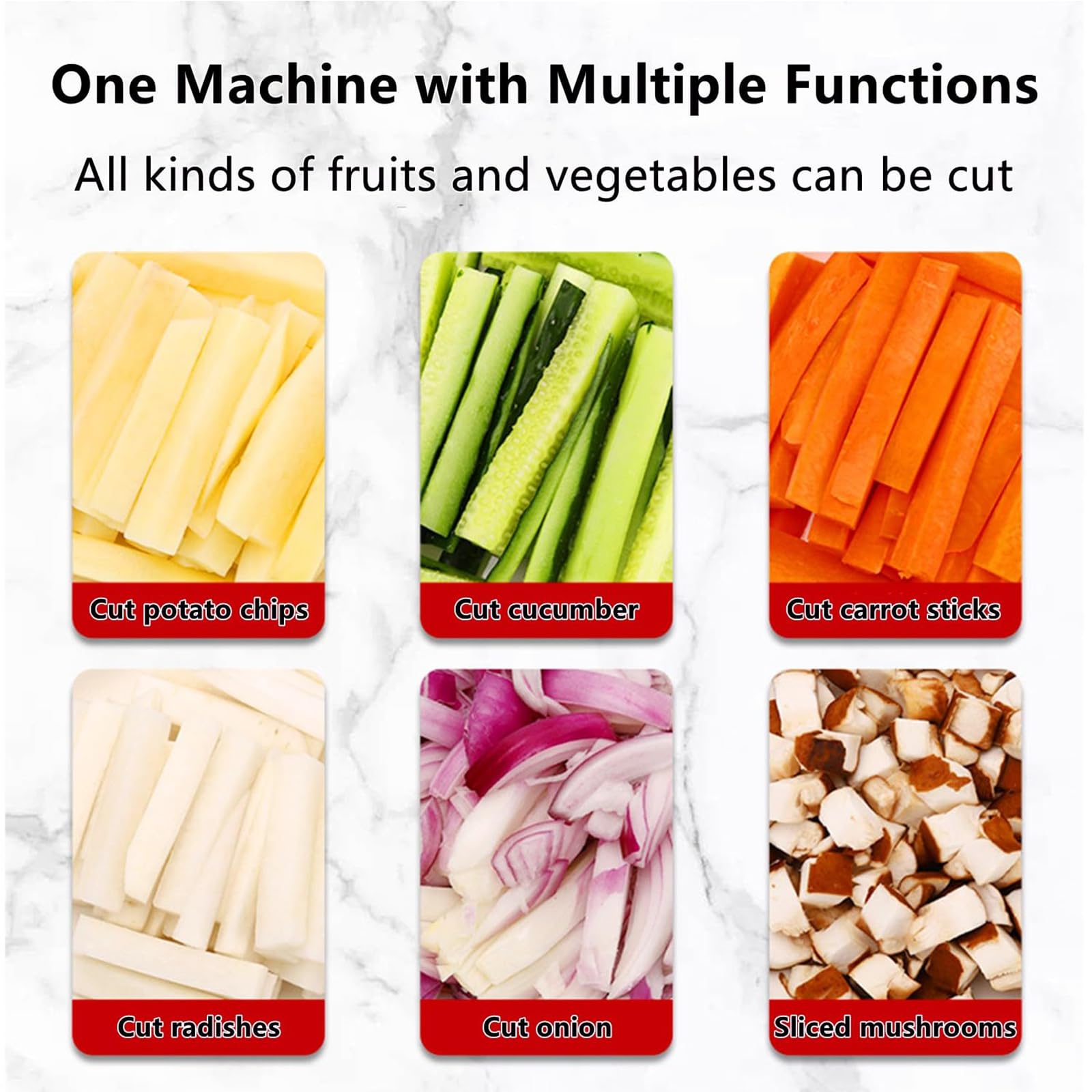 Hachoir à légumes et fruits en acier inoxydable avec 3 lames de rechange (7 mm, 10 mm, 14 mm), idéal pour la maison et le restaurant
