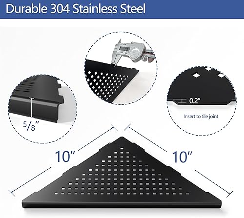 Miniatura 7 de Neodrain Juego de 2 estantes esquineros de pared de color negro mate de 10 pulgadas, estantes de esquina flotantes para pared, estantes de