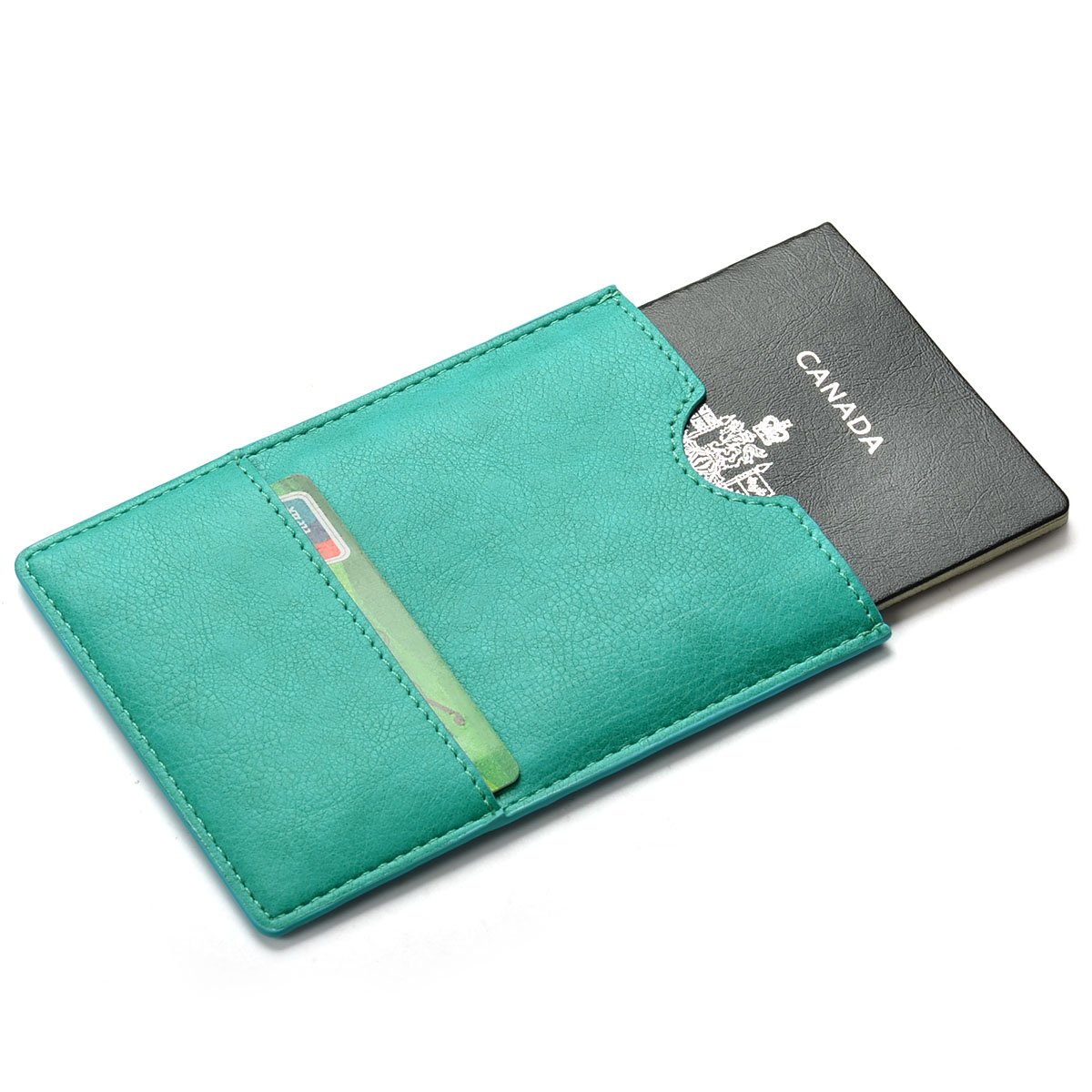 XEYOUPassport Holder Cover - Ultra Slim Premium Vegan Leather Travel Wallet Case Cover (Green)