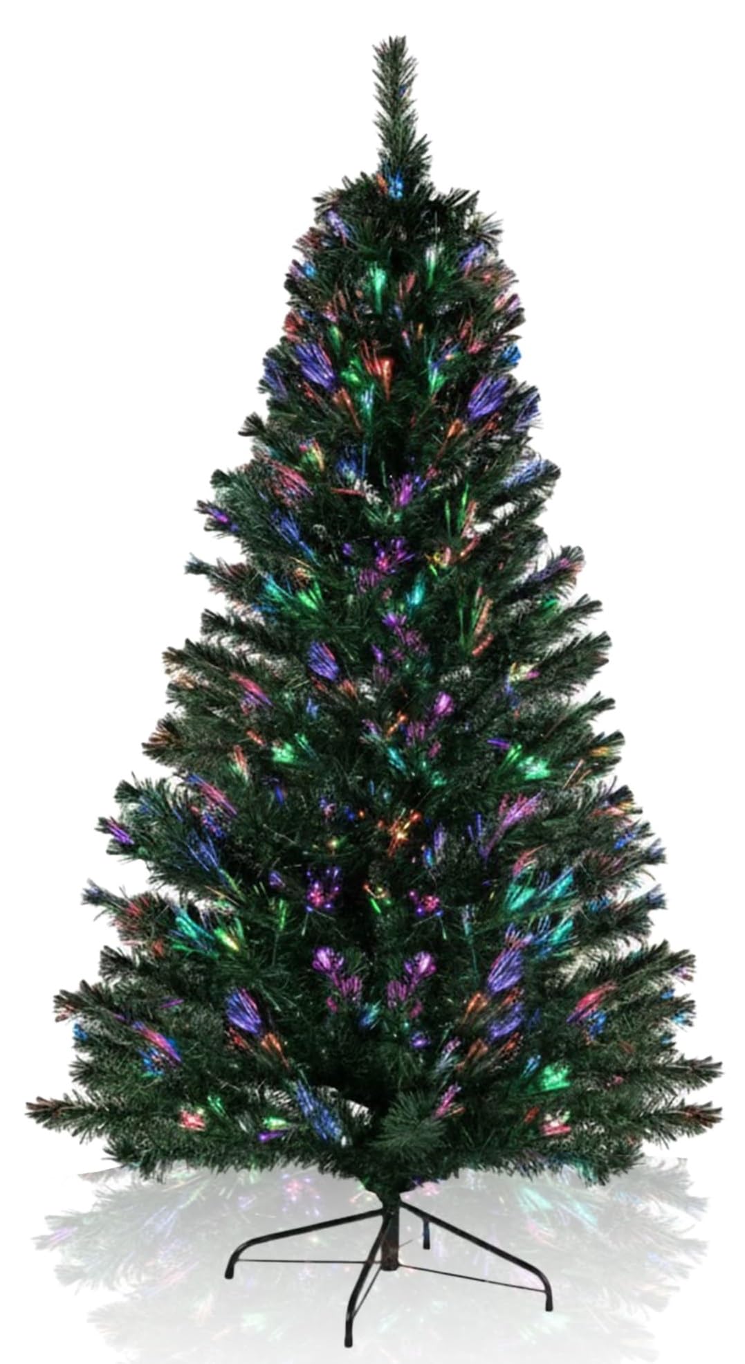 Wadan 6ft Multicolor Fibreoptic Artificial Christmas Tree – Realistic PVC Pine Xmas Tree with 230 Fibreoptic Tips Solid Metal Stand, Easy Assembly, Indoor & Outdoor Holiday Decoration