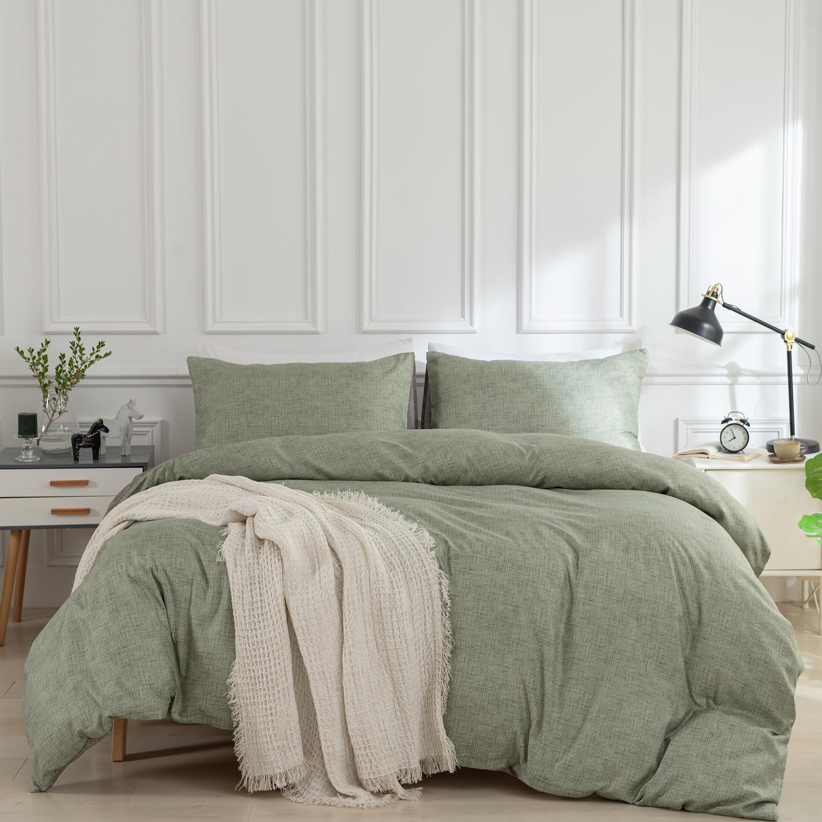 TTCM King Size Duvet Cover Sets, Green King Duvet Cover Set including Zipper Closure, 3 Piece Bedding Set - Image 2