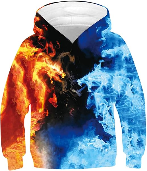 ALISISTER Hoodie Jungen 3D Lustig Gedruckt Kapuzenpullover Kinder Mädchen Langarm Pullover Sweatshirt Alter 4-16 - 1
