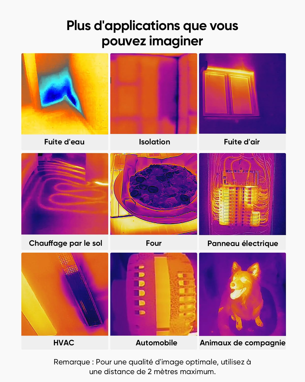 Caméra thermique E02,SuperIR Résolution IR 240x240 avec caméra visible, portable d'imagerie thermique infrarouge avec pointeur laser, fréquence de rafraîchissement 20Hz, -20°C à 400°C