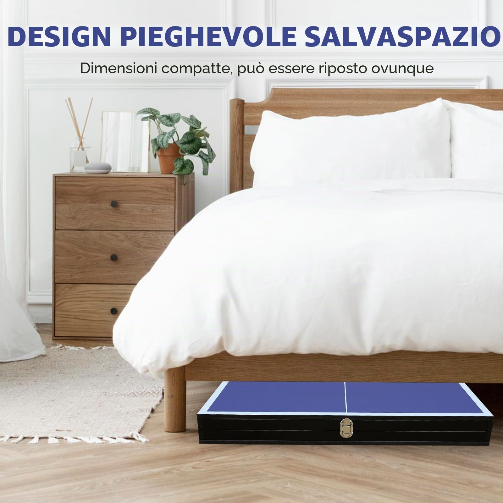 Tavolo da ping pong pieghevole e portatile, 137 x 76 cm, set da tavolo per giochi interni ed esterni, con rete, 2 racchette da ping pong e 3 palline