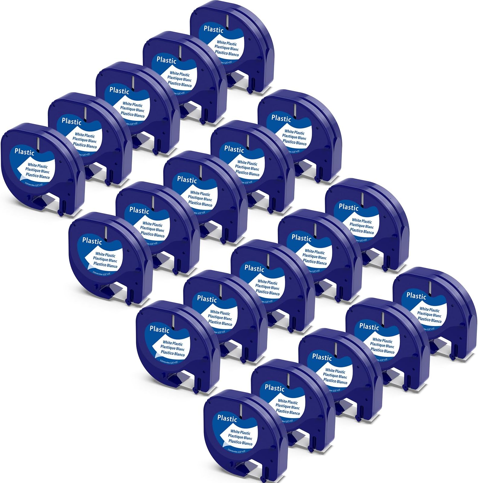 20-Pack Label Compatible with DYMO 91331 Tapes White Plastic Refills 12mm x 4m (1/2" x 13') for Printer LT100H LT100T QX50 LT-200B, Black on White