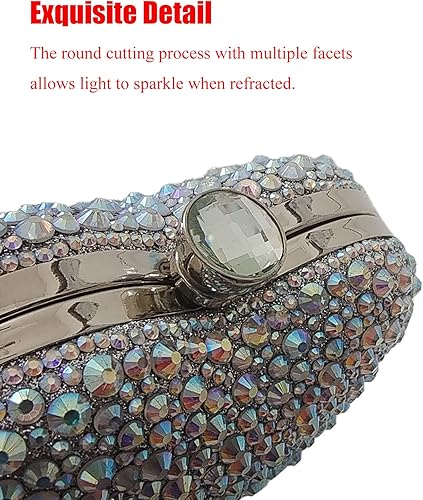 Miniatura 3 de Bonito Bolso de Mano en Forma de Corazón con Diamantes de Imitación para Boda, Mini Bolso de Amor con Diamantes de Imitación para Fiesta, Bolso de