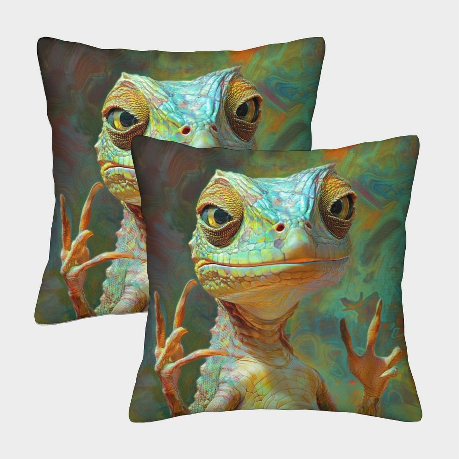 kaiyun 2 Pack 3D Lizard-Animal Cushion 3D Soft Touch Pillowcase,sofa Chair Home Furnishings 50x50cm