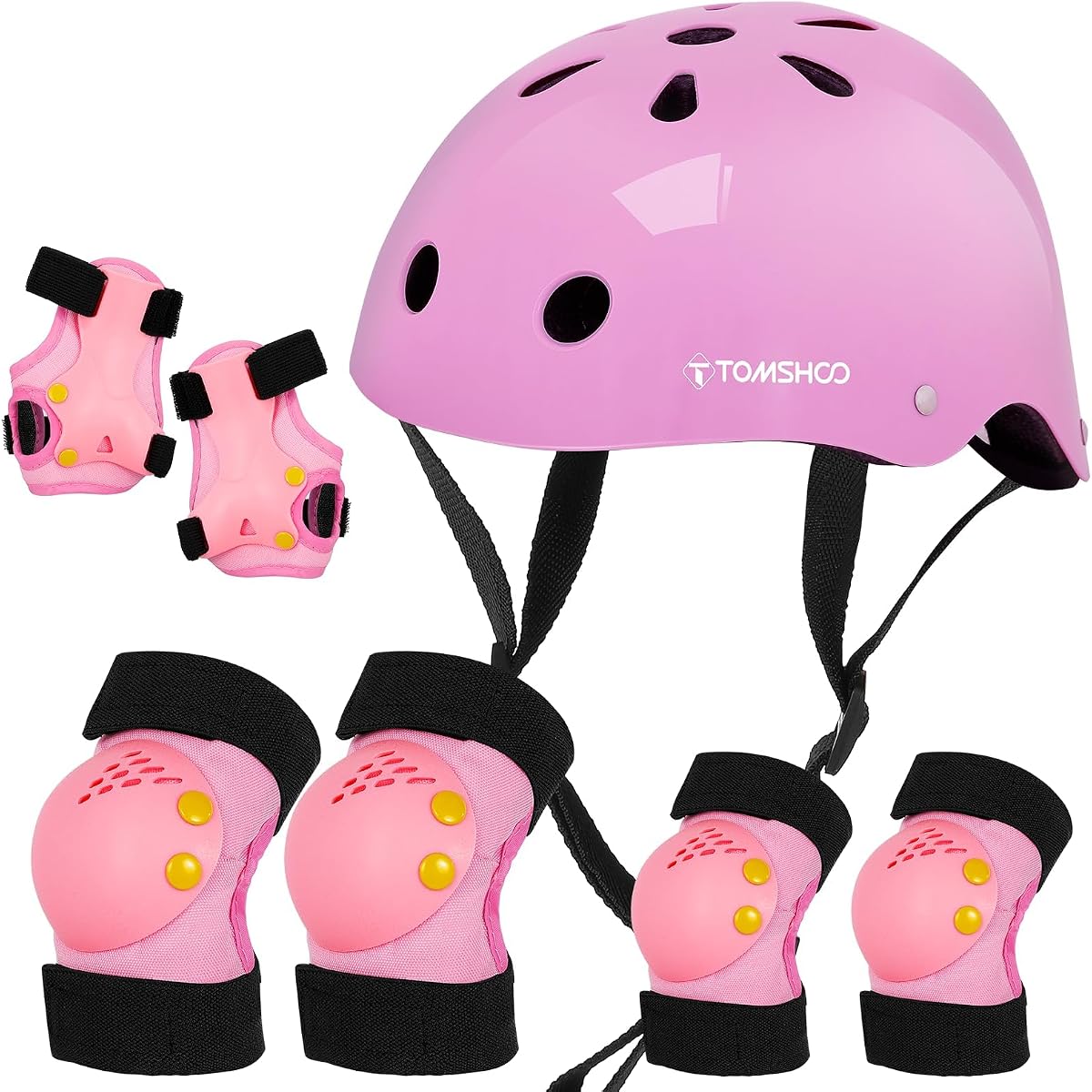 TOMSHOO Casco ajustable para niños de 5 a 16 años, conjunto de equipo de protección con coderas, rodilleras, muñequeras para monopatín, bicicleta, patinaje, patinaje sobre ruedas