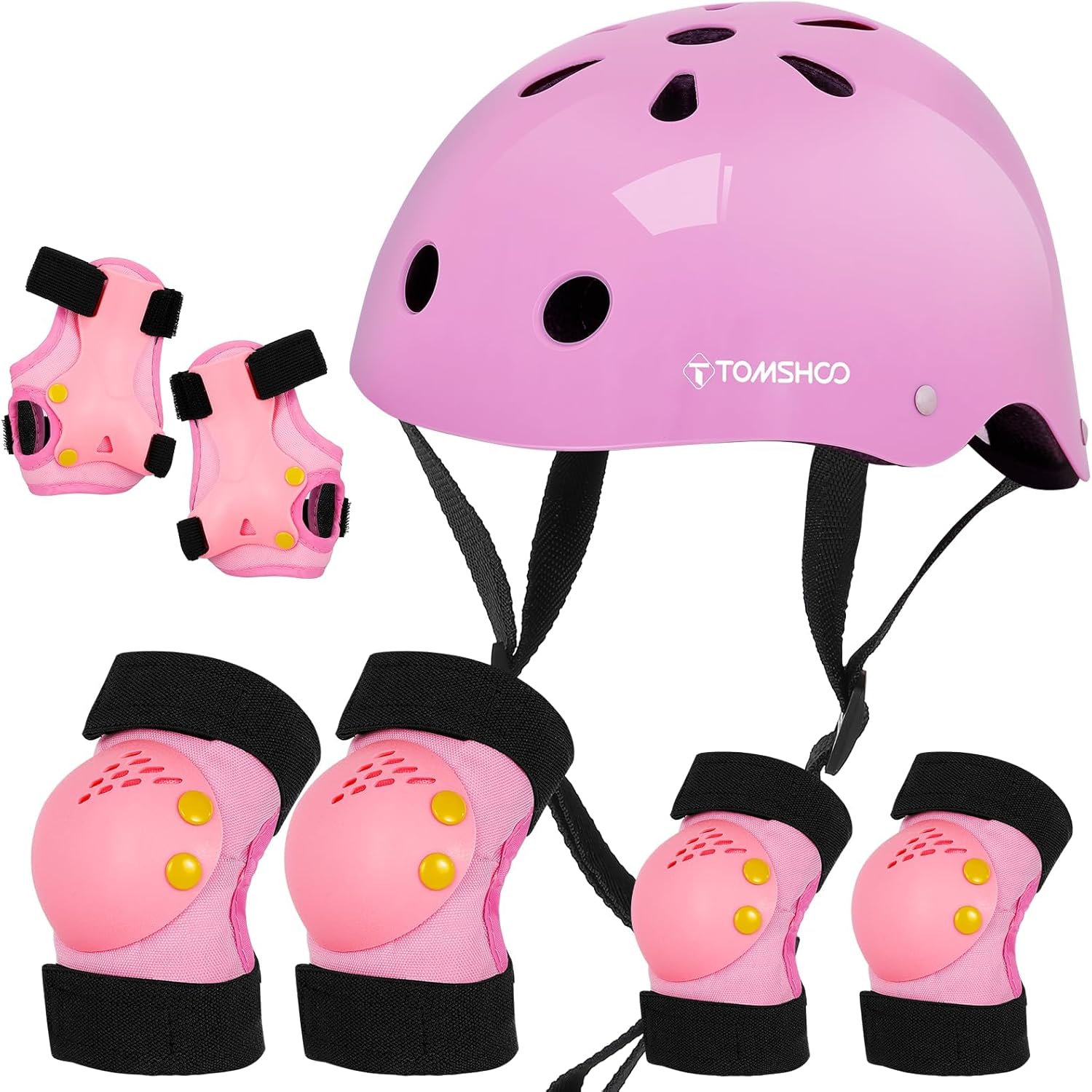 TOMSHOO Adjustable Helmet for Ages 5-16 Kids Toddler Boys Girls Youth,Protective Gear Set with Elbow Knee Wrist Pads for Skateboard, Bike, Skating, Cycling Roller Skate