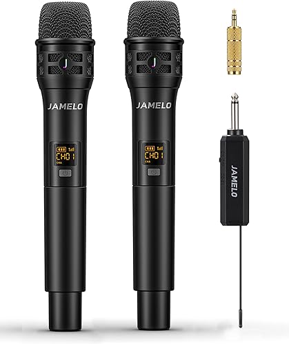 Micrófonos inalámbricos para karaoke, micrófono inalámbrico UHF Bluetooth con receptor recargable, microfono Inalambrico profesional para iglesia,