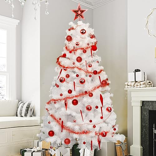 Miniatura 7 de Lulu Home Adornos surtidos de bolas para el día de San Valentín, 75 piezas de bolas rojas inastillables, decoraciones de temporada de Navidad para