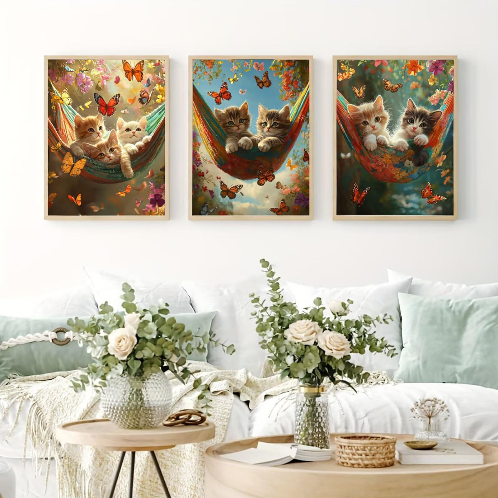 Generico Cnyaunfi 3 Pezzi Farfalla Pittura Diamante Fai-Da-Te 5D Blu Diamond Painting Kit Completo per Hobby Creativi Adulti, Per La Decorazione Della Parete Di Casa 60x80cm YF-3208