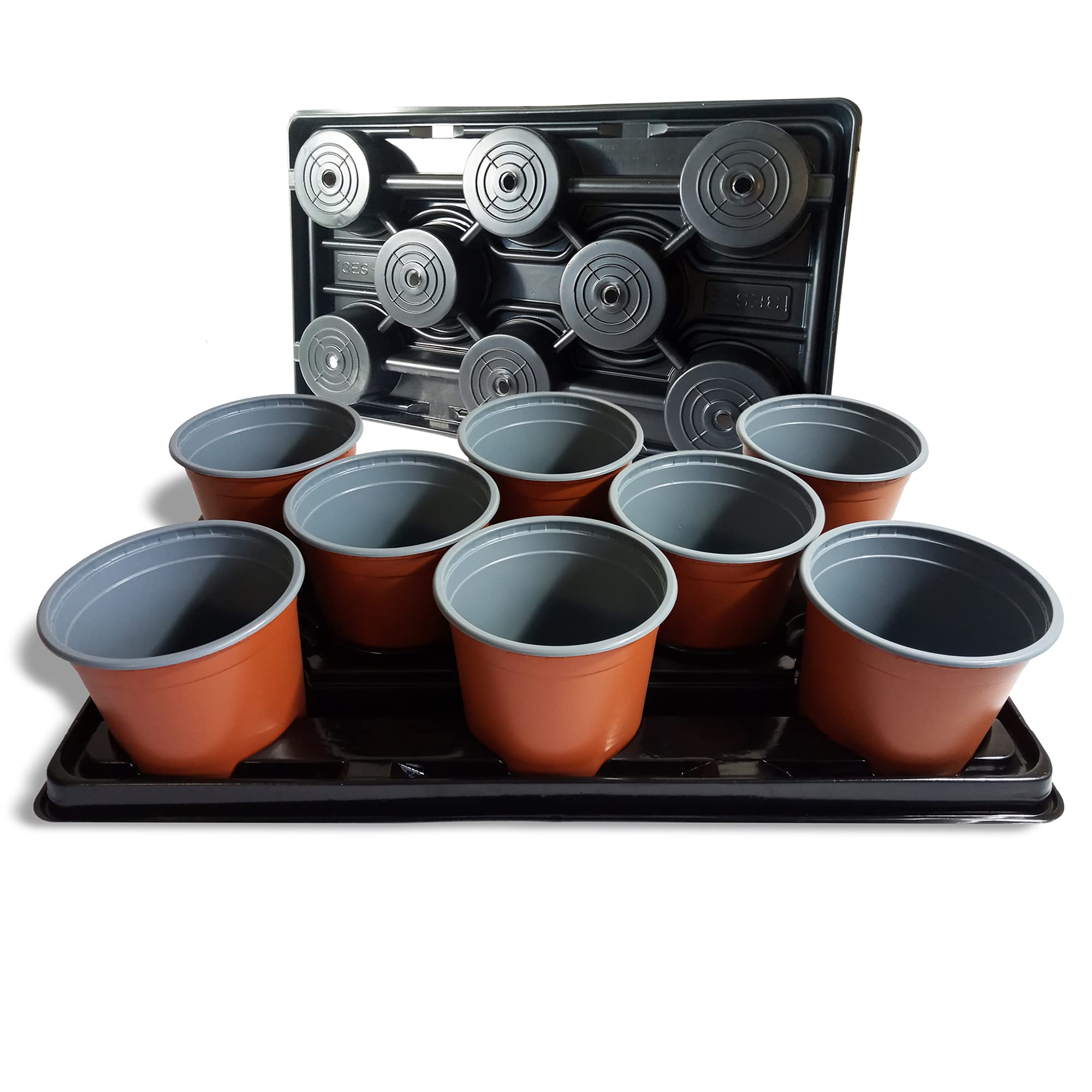 Elixir Gardens Plastic Plant Pot + Carry Trays | Round Pots 13cm Diameter x 12cm | Various Quantities To Choose From | 80 Pots + 10 Carry Trays