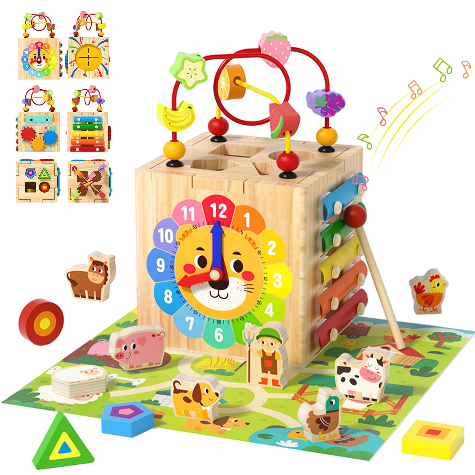 XIAPIA Montessori Activity Cube Holzspielzeug