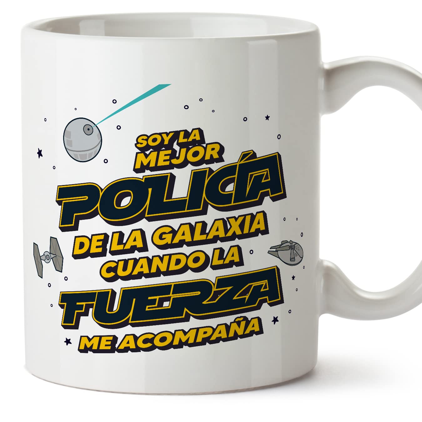 MUGFFINS Tazas para JEFE hombre - En Español - Mejor de la Galaxia Cuando Fuerza me Acompaña - 11 oz / 330 ml - Regalo original y divertido — view 316