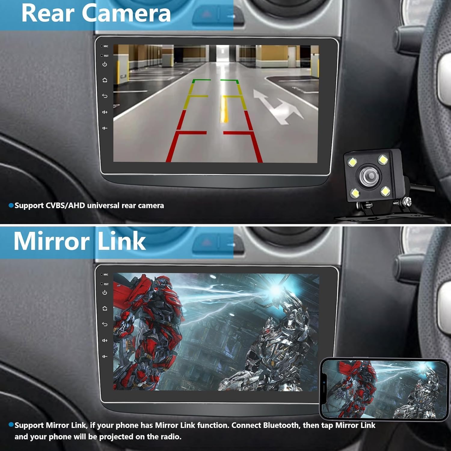 Radio Coche Alfa Romeo Mito 2008-2013 Android Auto y CarPlay Wireless | 9 coche Bluetooth Estéreo IOS Android con FM GPS navegador USB Cámara Trasera Mic Reproductor Multimedia